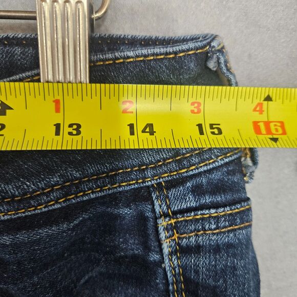 American Eagle Low Rise Mock Bootcut Med Wash Western Kick Jeans 5 Cowboy Sz 8 - Picture 2 of 6